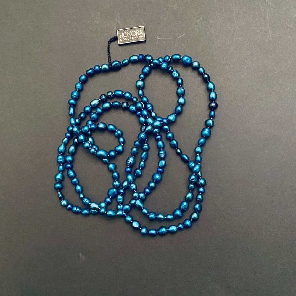36" Honora Deep Blue Pearl Necklace, NWT - Picture 4 of 10